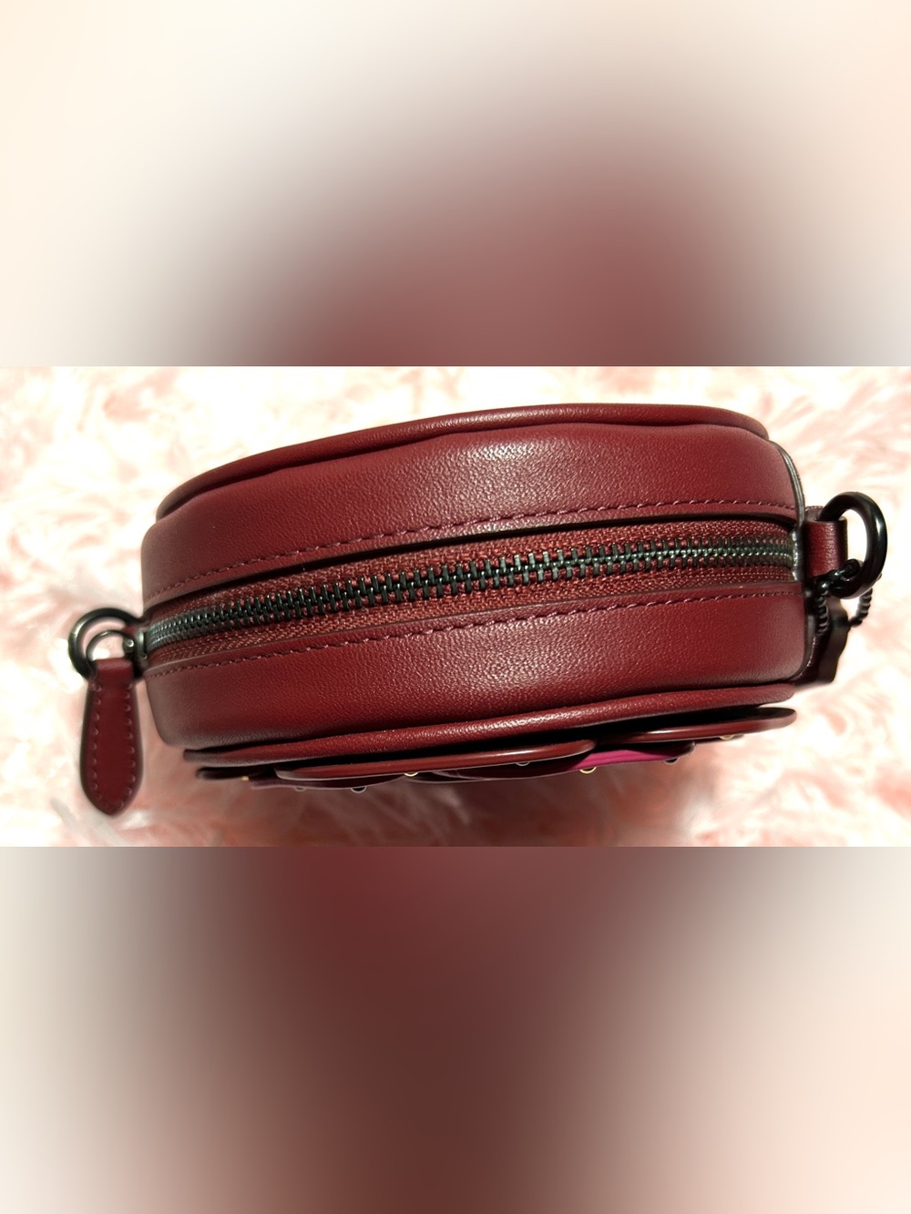 Coach Tea Rose Crossbody Bag/Wine - Picture 5 of 9